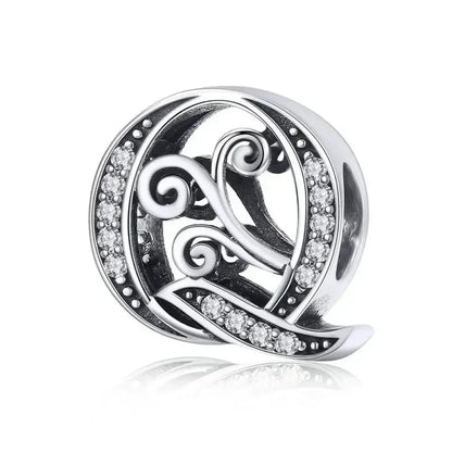Chic 925 Sterling Silver Cz Alphabet Beads For Charm Bracelet - Vintage A To Z Letter Charms (Bsc030)