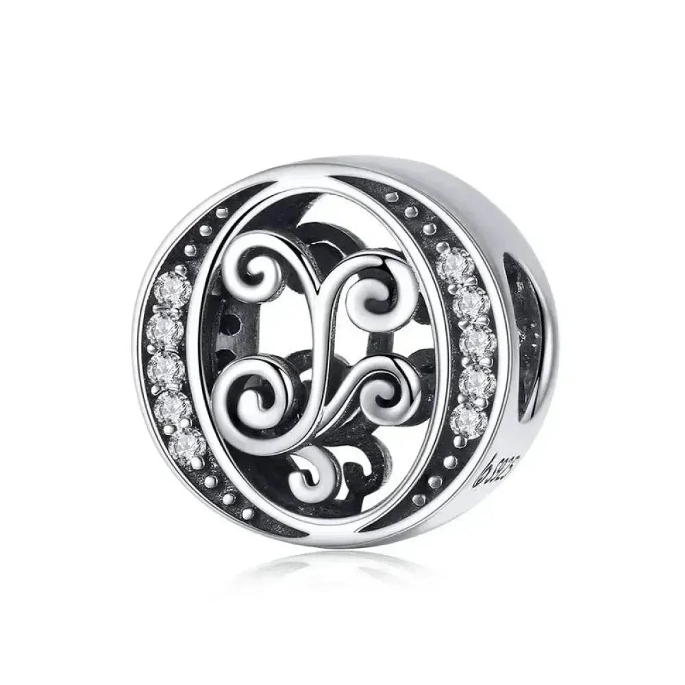 Chic 925 Sterling Silver Cz Alphabet Beads For Charm Bracelet - Vintage A To Z Letter Charms (Bsc030)