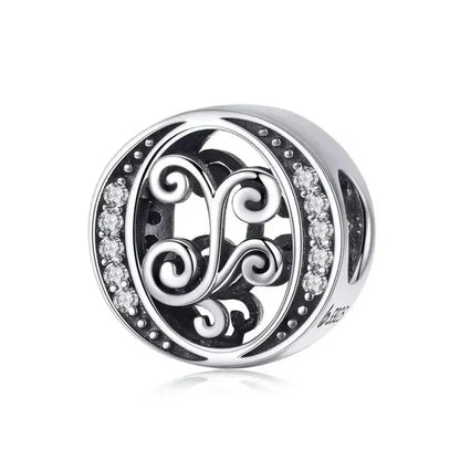 Chic 925 Sterling Silver Cz Alphabet Beads For Charm Bracelet - Vintage A To Z Letter Charms (Bsc030)