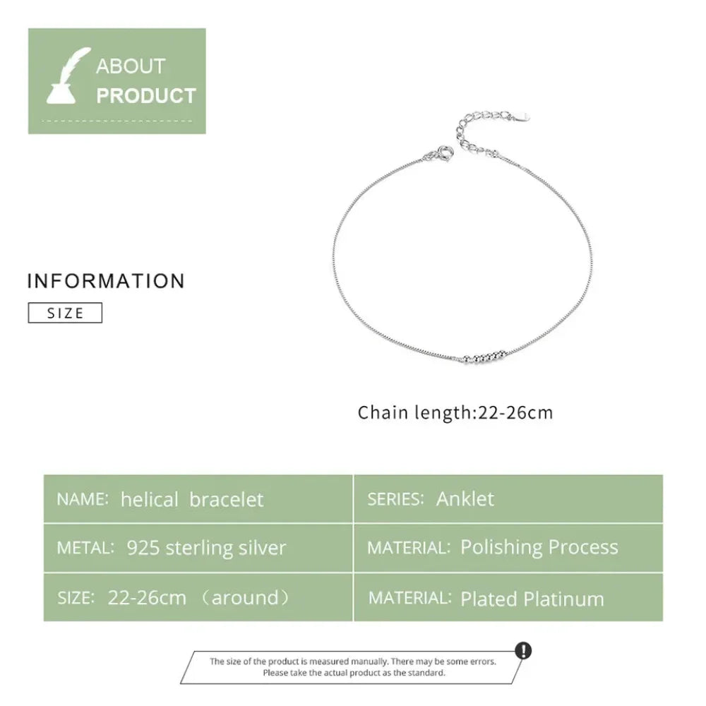 925 Sterling Silver Beaded Anklets - Timeless Elegance For Your Ankle