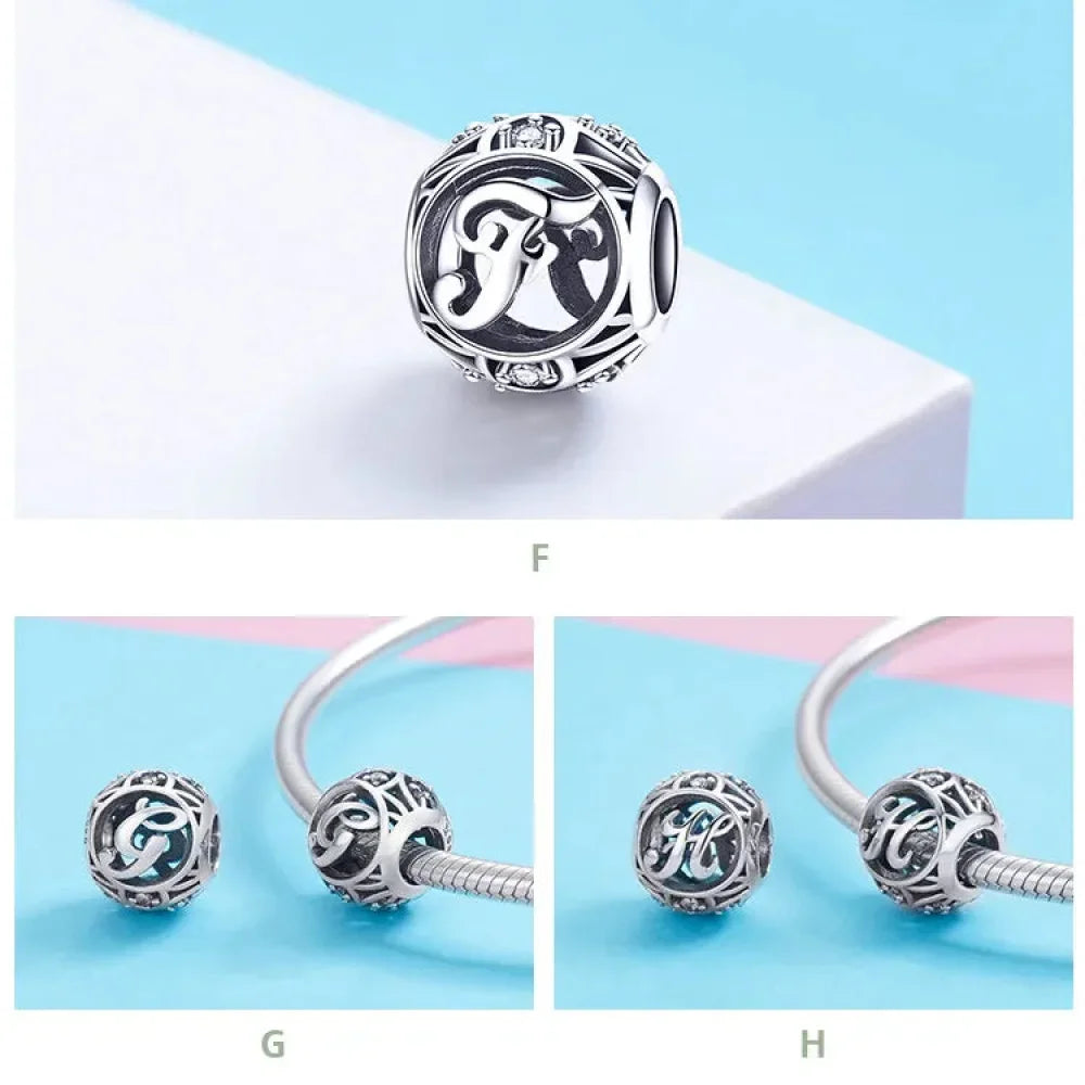 925 Sterling Silver Alphabet Charms - A To Z Letter Collection For Diy Jewelry Making
