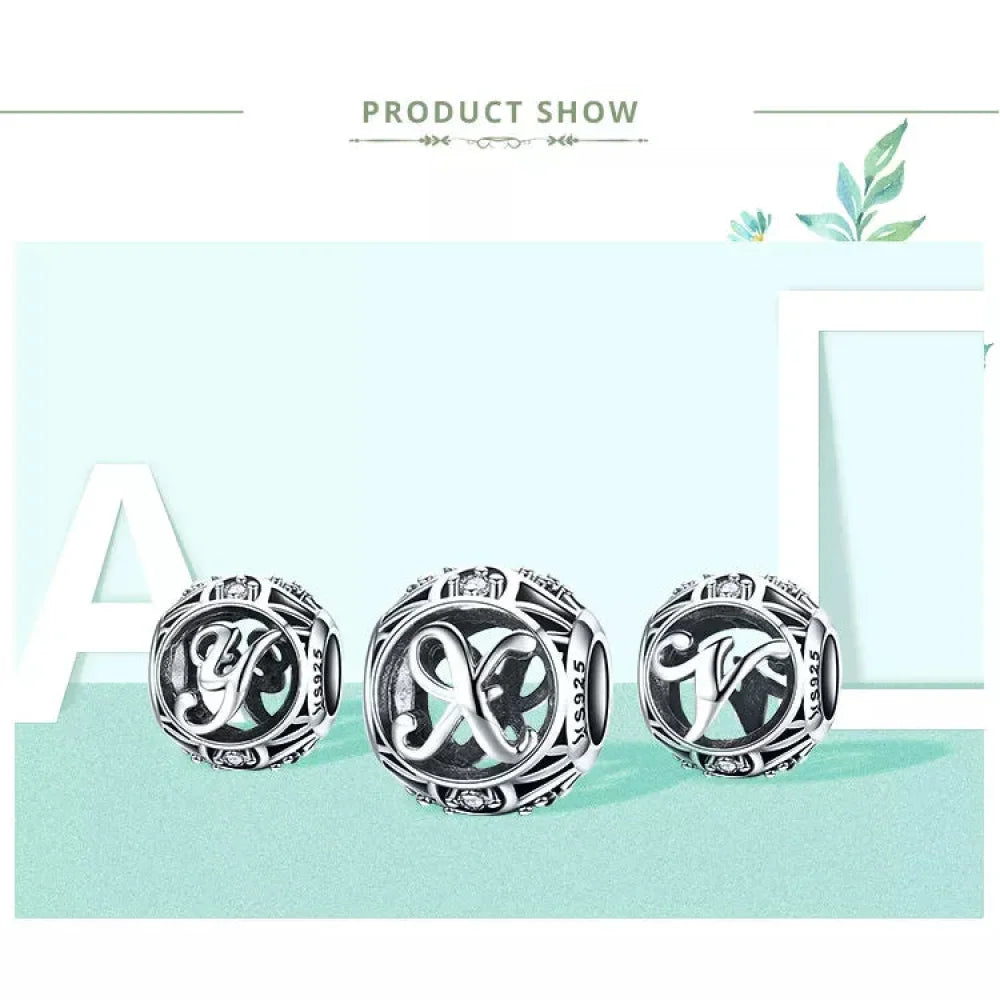925 Sterling Silver Alphabet Charms - A To Z Letter Collection For Diy Jewelry Making
