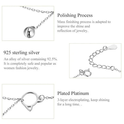 Elegant 925 Sterling Silver Bell And Cat Anklet For Women - Sct003