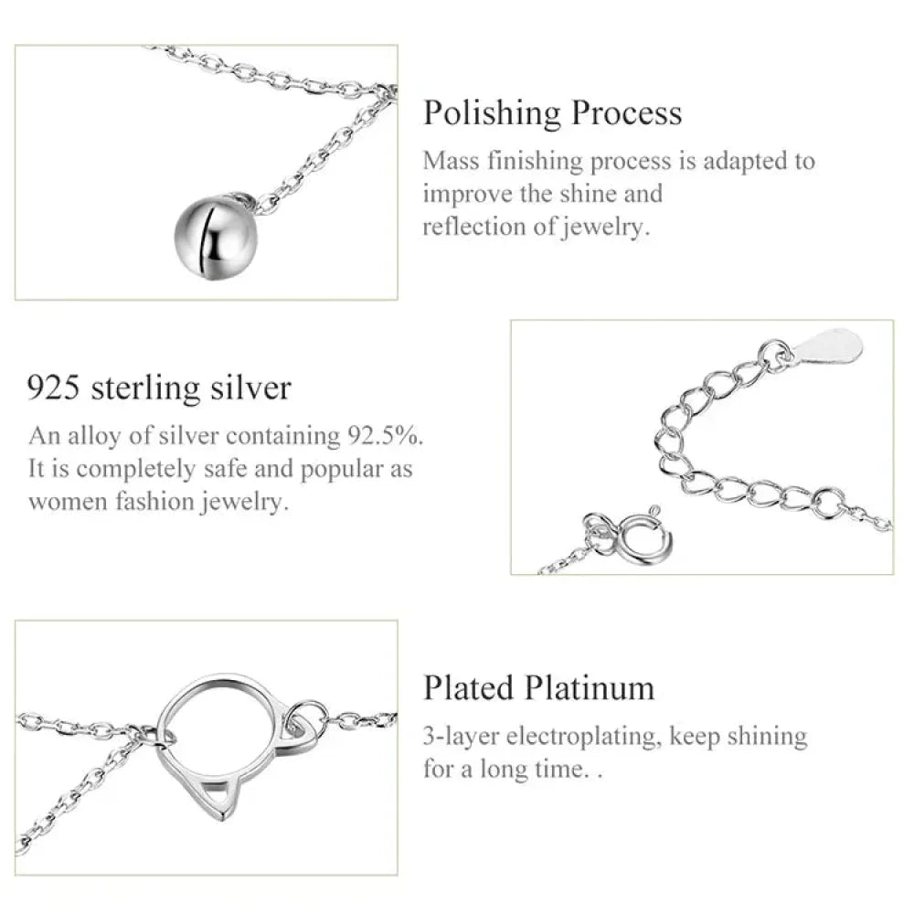 Simple Essential Bead Link Anklets - 925 Sterling Silver Bracelet For Foot Jewelry