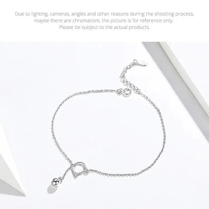 Elegant 925 Sterling Silver Bell And Cat Anklet For Women - Sct003