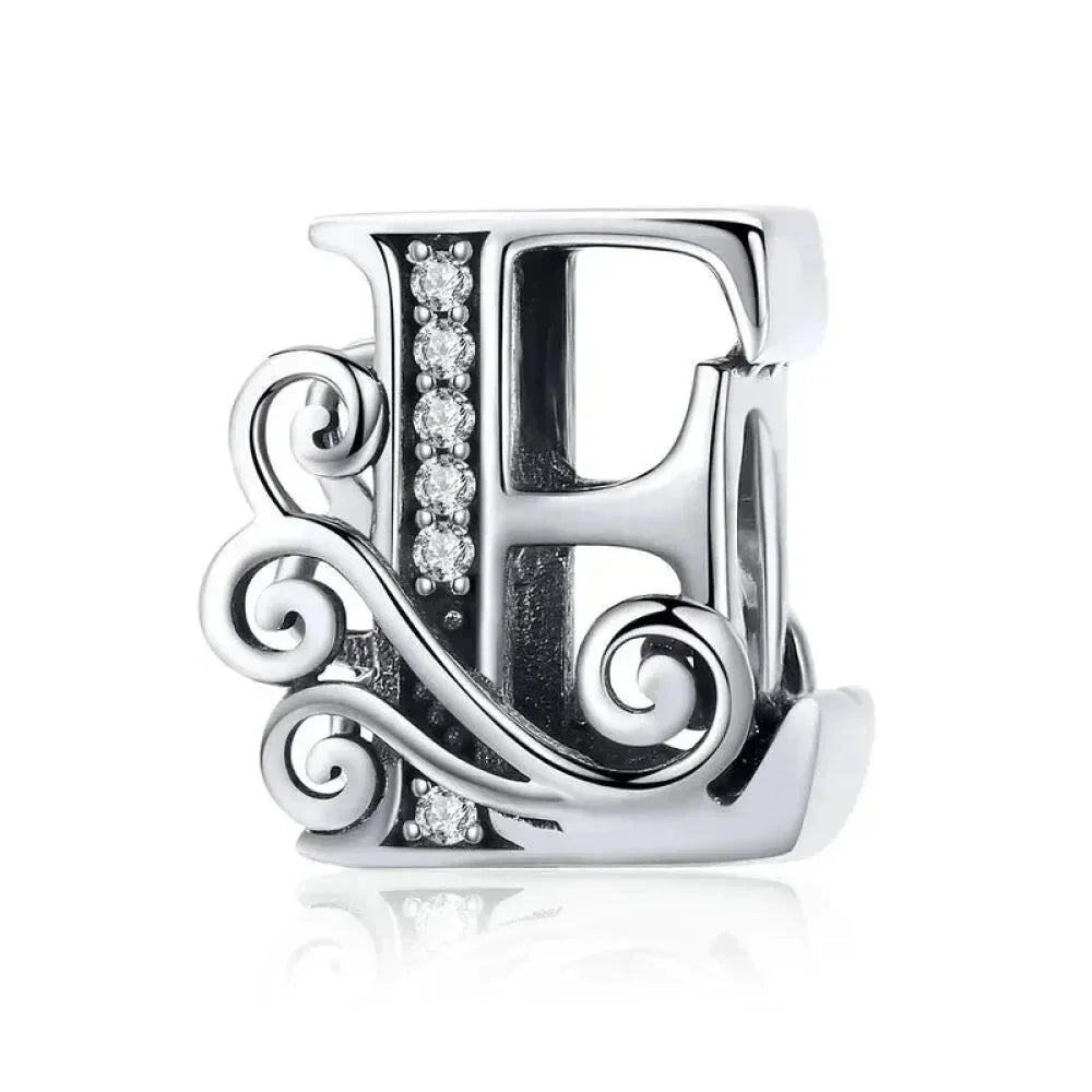 Chic 925 Sterling Silver Cz Alphabet Beads For Charm Bracelet - Vintage A To Z Letter Charms (Bsc030)