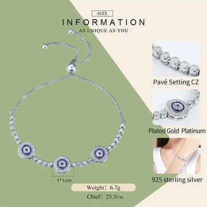 925 Sterling Silver Evil Eye Tennis Bracelet