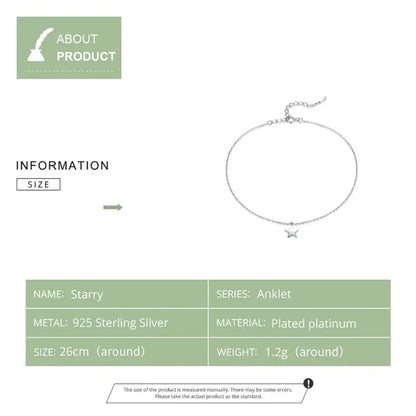 Simple Star Silver Anklet | 925 Sterling Silver Bracelet For Women | Fashion Foot Jewelry Sct009