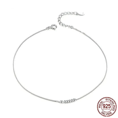 925 Sterling Silver Beaded Anklets - Timeless Elegance For Your Ankle