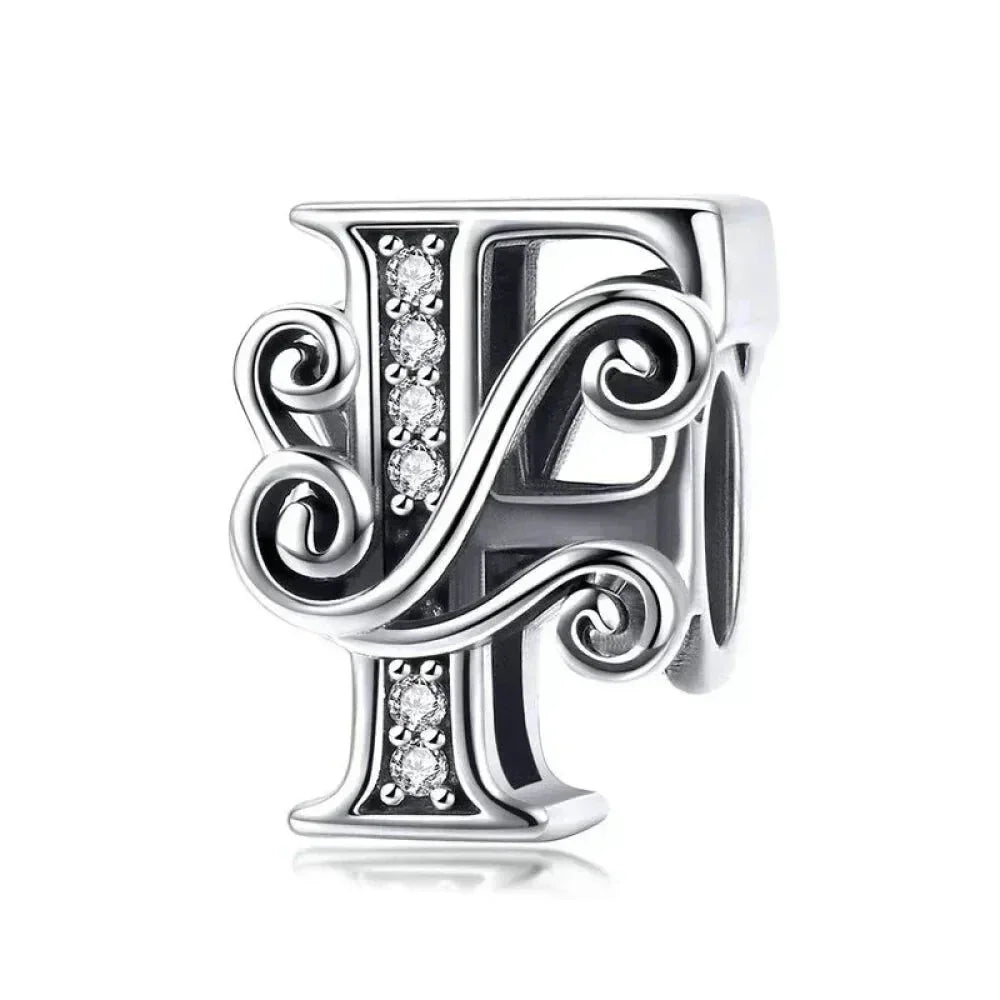 Chic 925 Sterling Silver Cz Alphabet Beads For Charm Bracelet - Vintage A To Z Letter Charms (Bsc030)