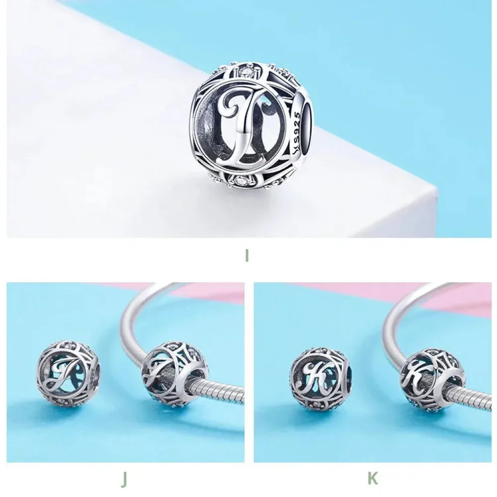 925 Sterling Silver Alphabet Charms - A To Z Letter Collection For Diy Jewelry Making