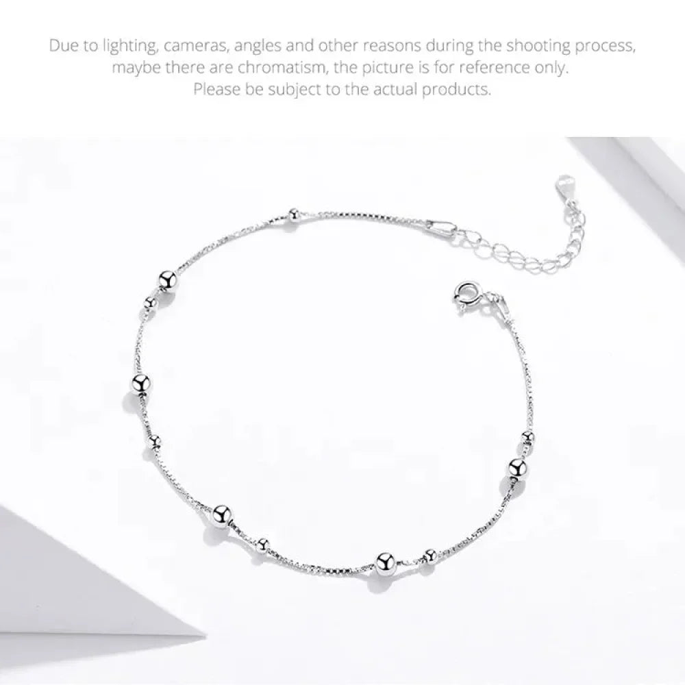 Minimalist Round Beads Anklet - Sterling Silver Chain Bracelet For Leg - Female Foot Jewelry For Women - Leg Chain Sct005