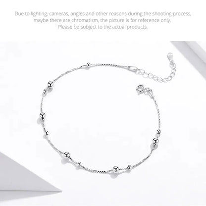 Minimalist Round Beads Anklet - Sterling Silver Chain Bracelet For Leg - Female Foot Jewelry For Women - Leg Chain Sct005