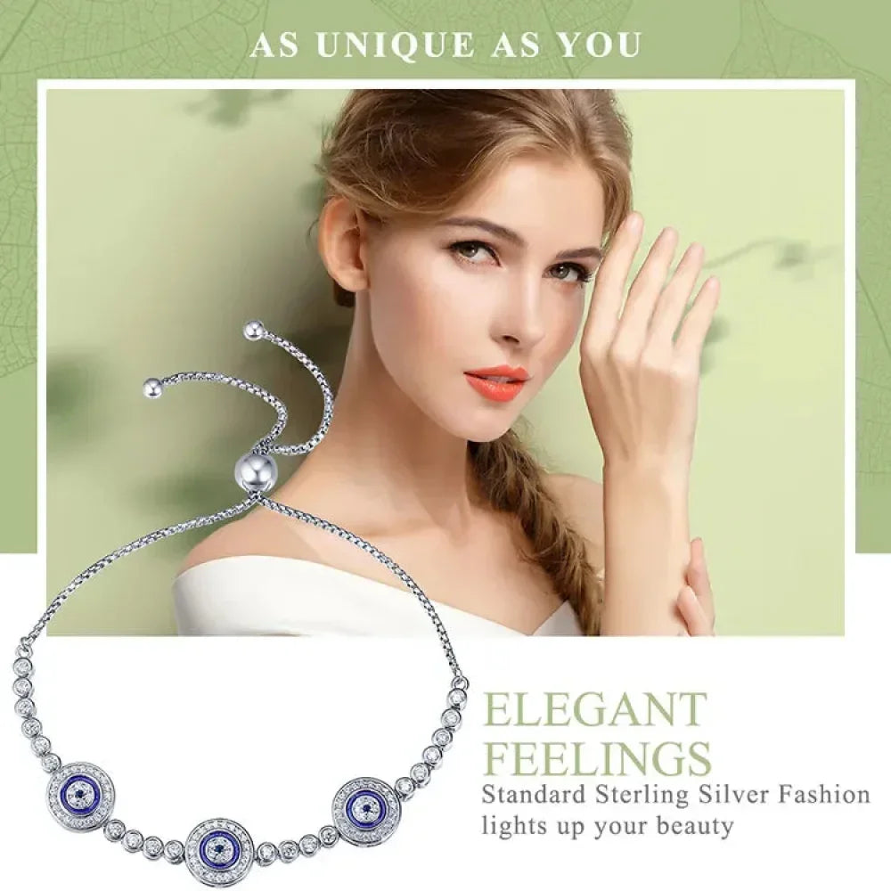 925 Sterling Silver Evil Eye Tennis Bracelet