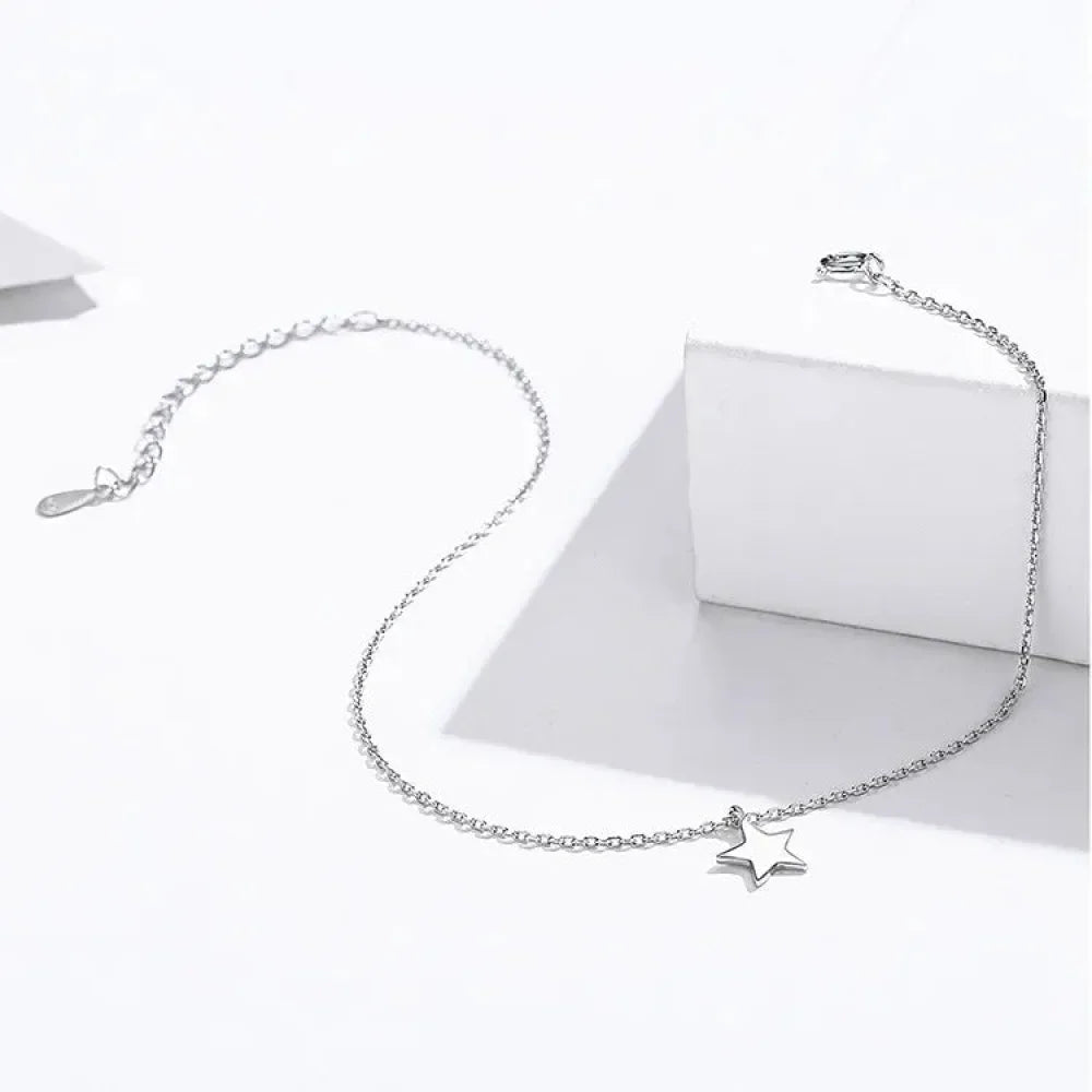 Simple Star Silver Anklet | 925 Sterling Silver Bracelet For Women | Fashion Foot Jewelry Sct009