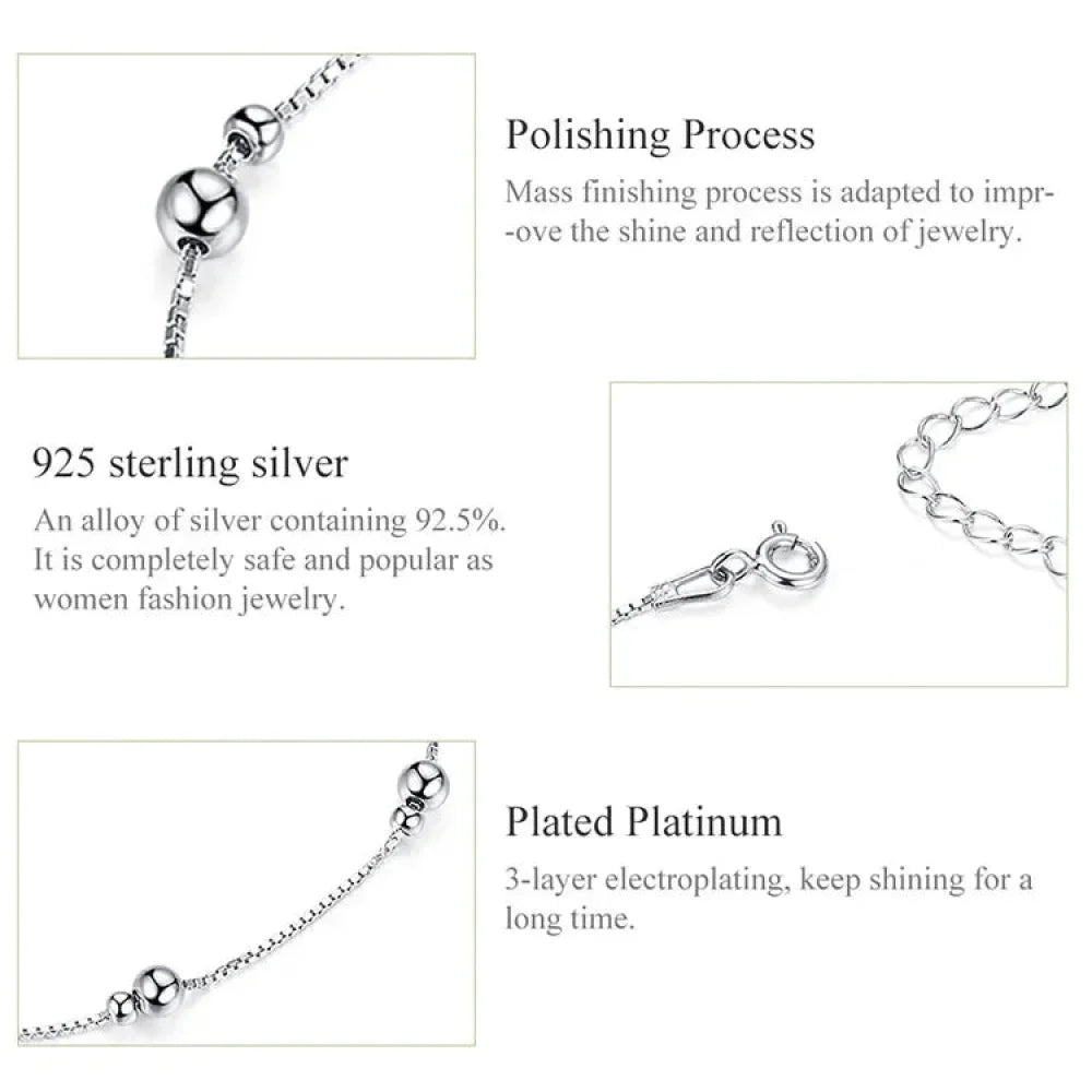 Minimalist Round Beads Anklet - Sterling Silver Chain Bracelet For Leg - Female Foot Jewelry For Women - Leg Chain Sct005