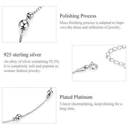 Minimalist Round Beads Anklet - Sterling Silver Chain Bracelet For Leg - Female Foot Jewelry For Women - Leg Chain Sct005