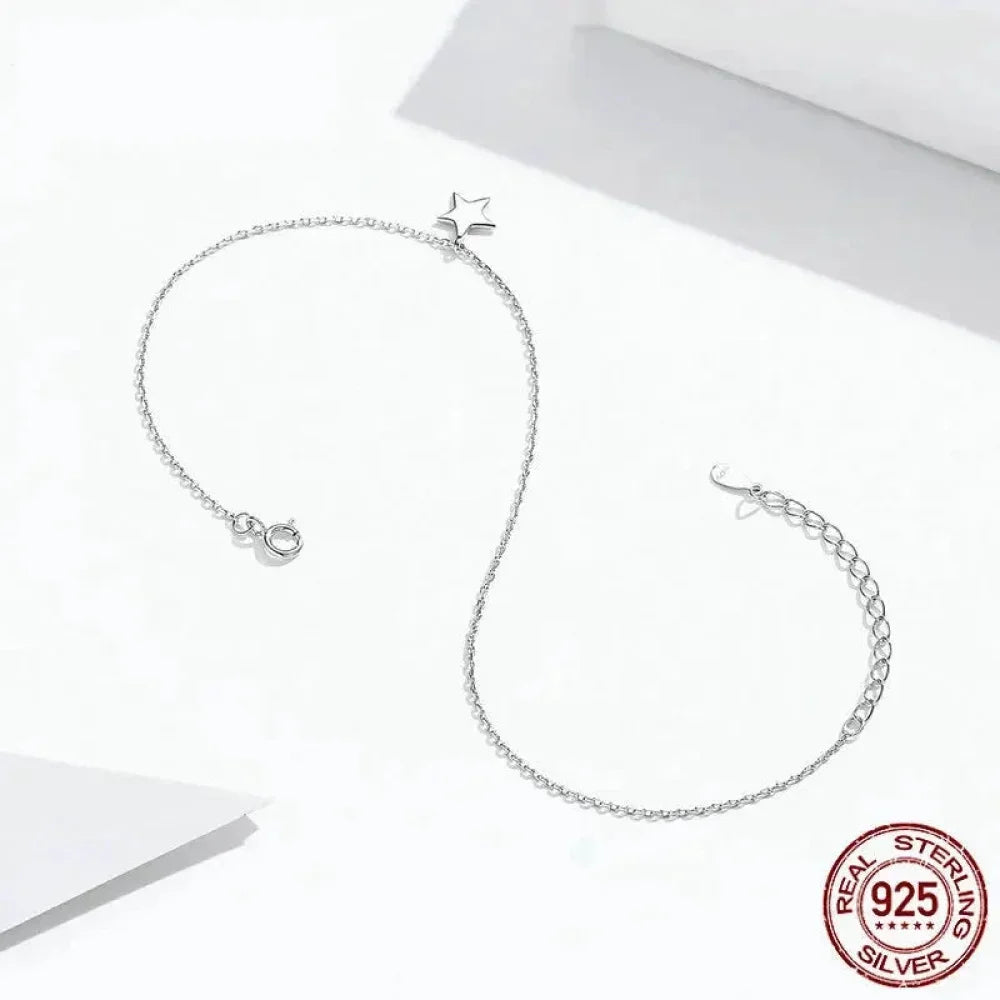 Simple Star Silver Anklet | 925 Sterling Silver Bracelet For Women | Fashion Foot Jewelry Sct009