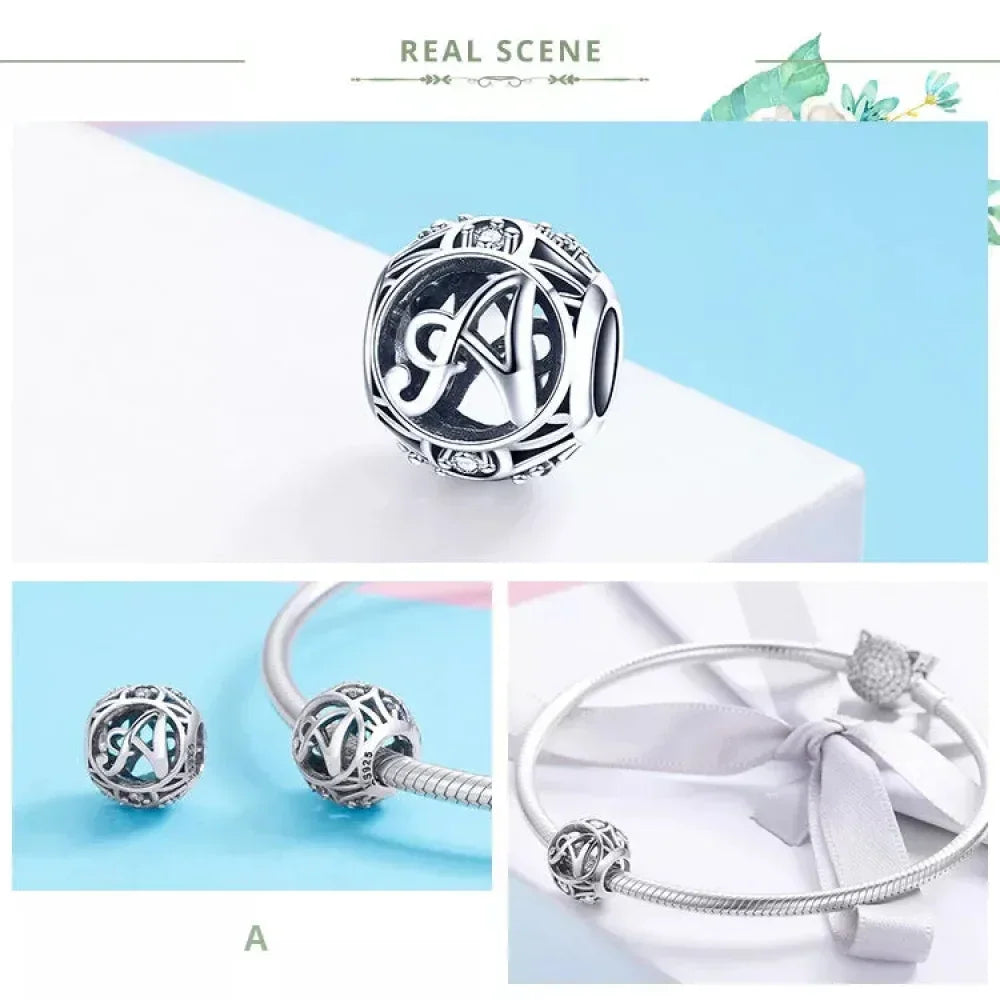 925 Sterling Silver Alphabet Charms - A To Z Letter Collection For Diy Jewelry Making