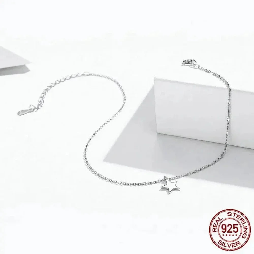Simple Star Silver Anklet | 925 Sterling Silver Bracelet For Women | Fashion Foot Jewelry Sct009