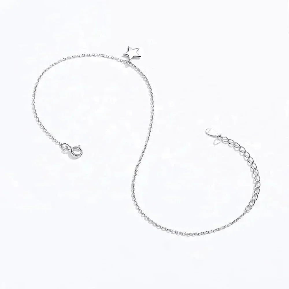 Simple Star Silver Anklet | 925 Sterling Silver Bracelet For Women | Fashion Foot Jewelry Sct009