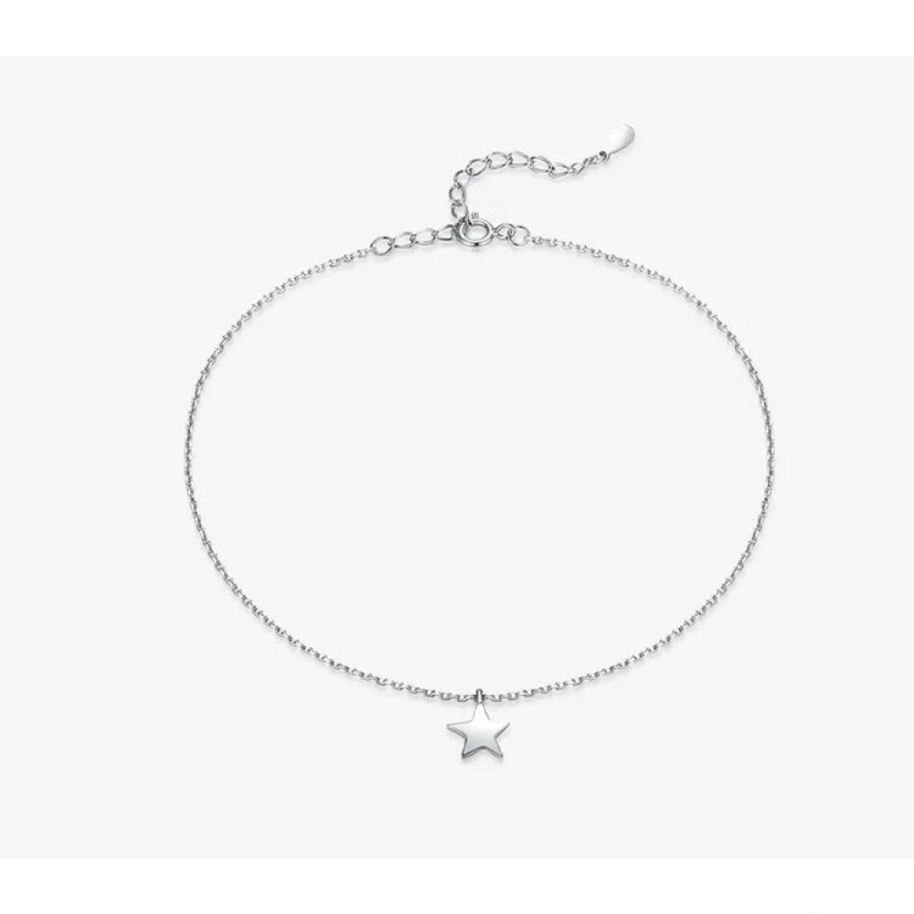 Simple Star Silver Anklet | 925 Sterling Silver Bracelet For Women | Fashion Foot Jewelry Sct009