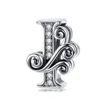 Chic 925 Sterling Silver Cz Alphabet Beads For Charm Bracelet - Vintage A To Z Letter Charms (Bsc030)