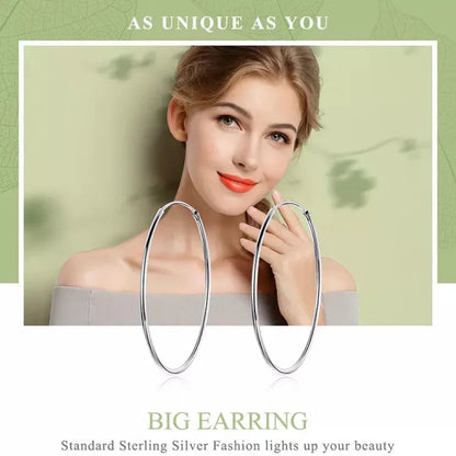 Stylish 925 Sterling Silver Large Hoop Earrings for Women - Trendy Circle Endless Huggie Big Hoops (30/40mm)