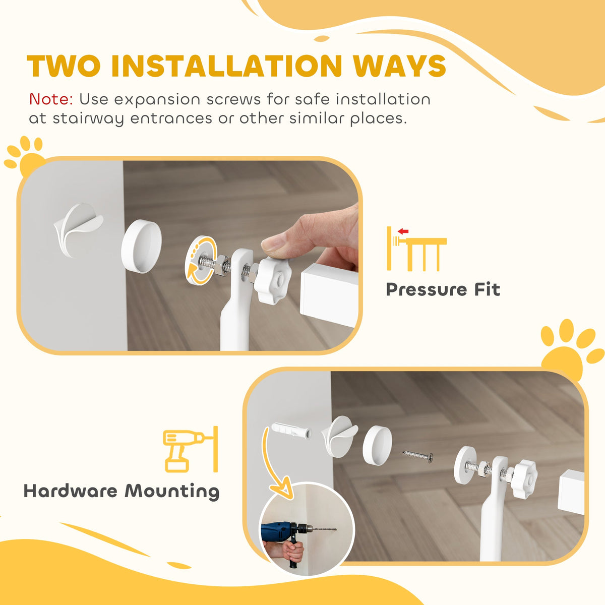 59" Extra Tall Cat Gate, 30"-41" Pet Gate with 2.8" and 5.5" Extensions, for Doorway, Hallway, Stairway, Black