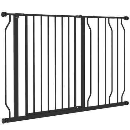 30"- 45" Easy Install Pet Gate w/ Door & Double Locking System, Extra Wide Dog Gate for Stairs, Hallways, White