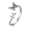 925 Sterling Silver CZ Butterfly Open Ring