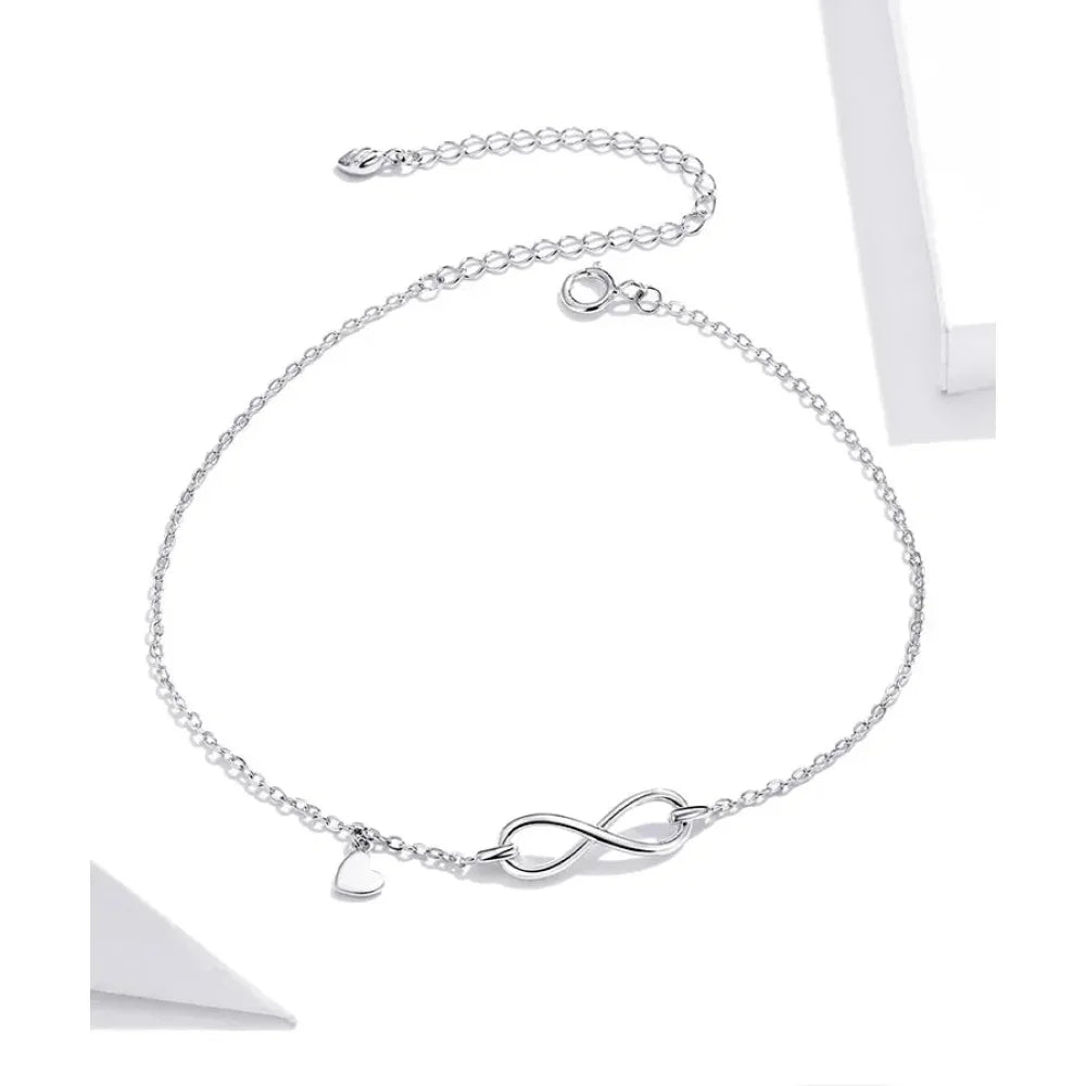 Elegant 925 Sterling Silver Infinity Chain Anklet - Trendy Summer Foot Jewelry