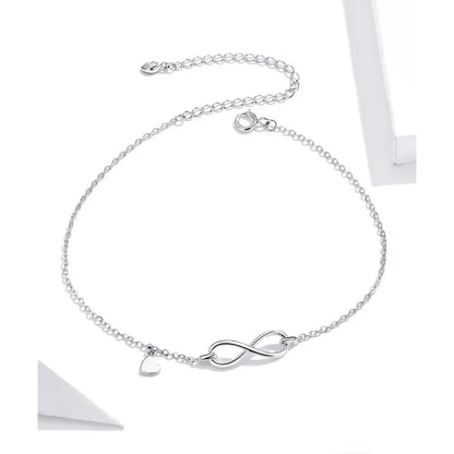 Elegant 925 Sterling Silver Infinity Chain Anklet - Trendy Summer Foot Jewelry
