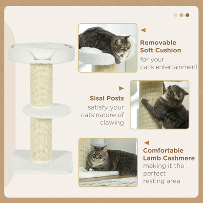 Cat Tree Kitty Tower with Sisal Mat Scratching Post, Cat Bed, Cushion, Perch, 18" x 18" x 36", Brown