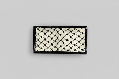 Handcrafted Ceramic Dual Appetizer Plate | Kuffiyeh & Olive Harmony Designs