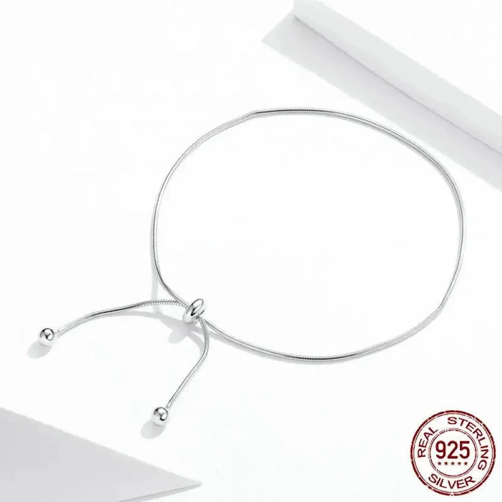 Sterling Silver Snake Charm Anklet (Adjustable)