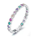 925 Sterling Silver Rainbow CZ Band Ring