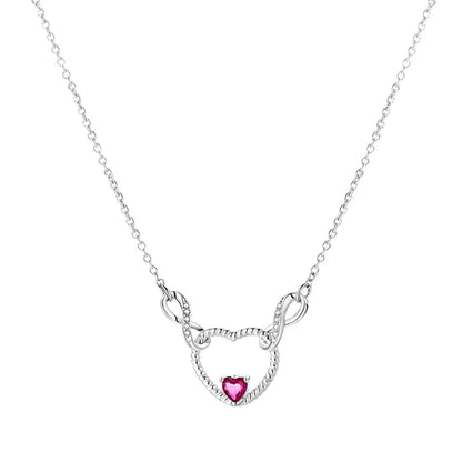 Heartfelt Sterling Silver Pendant Necklace With Pink Gemstone