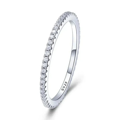 925 Sterling Silver Cz Simulated Diamond Stackable Ring Platinum Plated Eternity Bands For Women