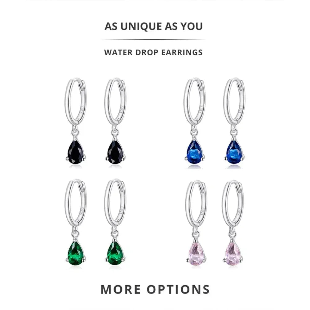 Exquisite Ishwar Water Drop Earrings | 925 Sterling Silver | 4 Colors | Statement Jewelry Sce1018