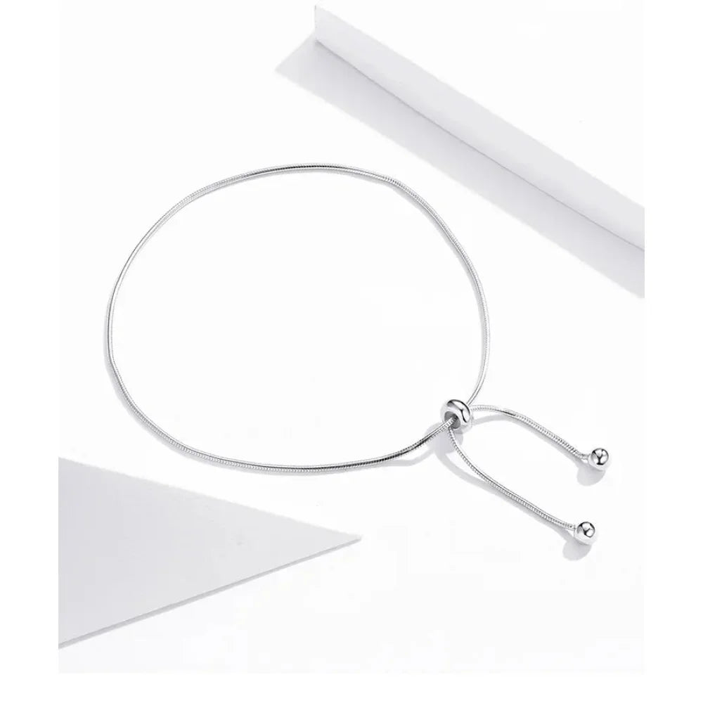 Sterling Silver Snake Charm Anklet (Adjustable)