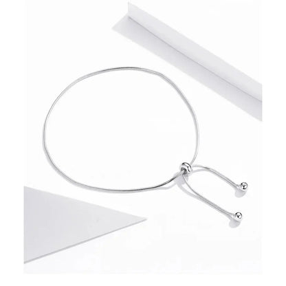 Sterling Silver Snake Charm Anklet (Adjustable)