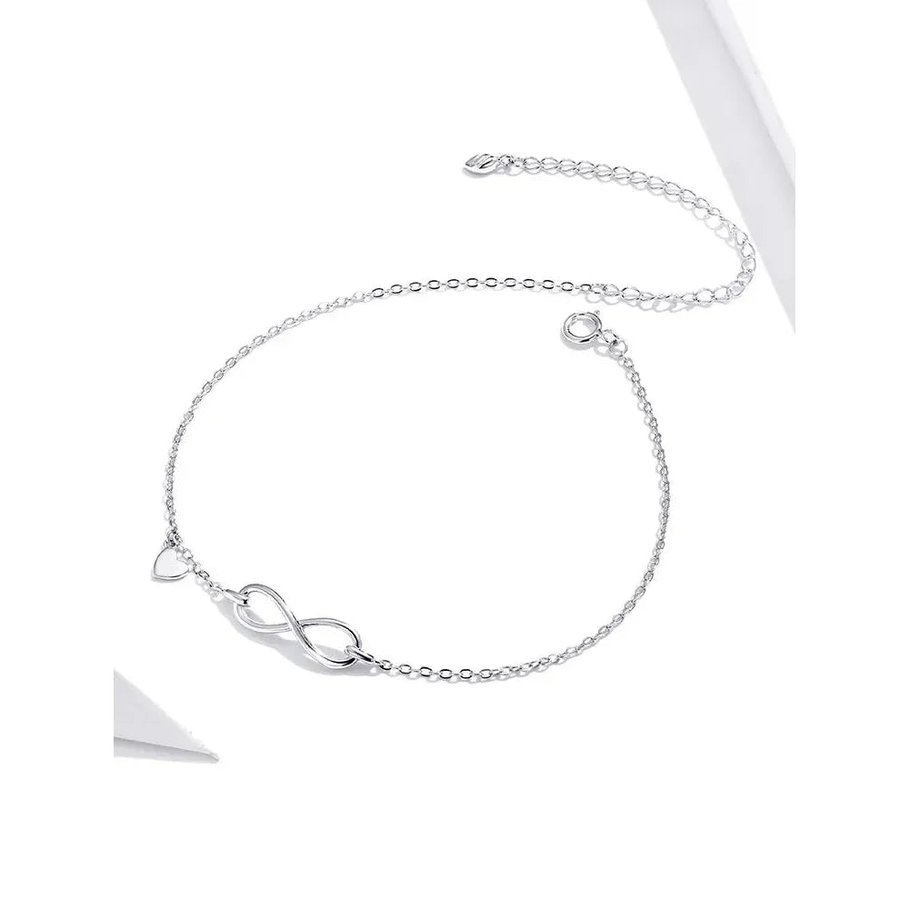 Elegant 925 Sterling Silver Infinity Chain Anklet - Trendy Summer Foot Jewelry