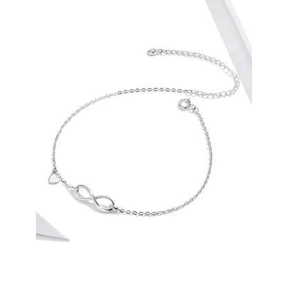 Elegant 925 Sterling Silver Infinity Chain Anklet - Trendy Summer Foot Jewelry