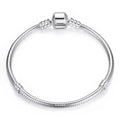 Sterling Silver Snake Chain Charm Bangle – 3mm Barrel Clasp