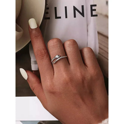 925 Sterling Silver Adjustable Snake Ring With Green Zircon - Fashion Jewelry In 4 Colors