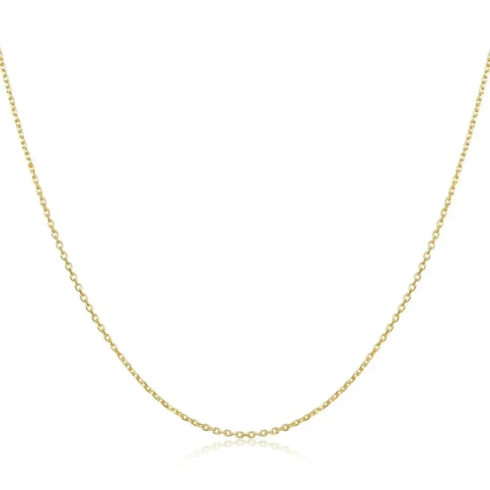 Authentic Gold Color 925 Sterling Silver Basic Cable Chain Necklace - Sca016