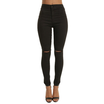 Knee Rip High Waist Jeans