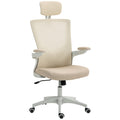 Andre Ergonomic Office Chair with 2D Lumbar Support and adjustable Headrest-Beige/White