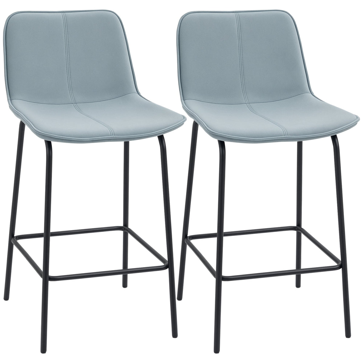 Bar Stools Set of 2, Upholstered Counter Height Bar Chairs, Kitchen Stools with Steel Legs